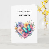 Daisy Flowers with a Beautiful Butterfly Birthday カード (黄色い花)