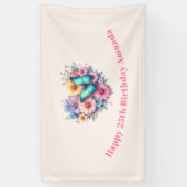 Daisy Flowers with a Beautiful Butterfly Birthday 横断幕 (縦)