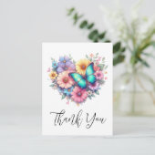 Daisy Flowers with a Beautiful Butterfly Thank You ポストカード (スタンド正面)