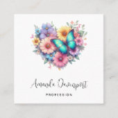 Daisy Flowers with a Blue Butterfly スクエア名刺 (正面)