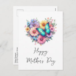 Daisy Flowers with a Blue Butterfly Mother's Day シーズンポストカード