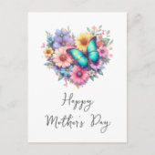 Daisy Flowers with a Blue Butterfly Mother's Day シーズンポストカード (正面)