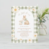 Daisy gingham Bunny Baby Shower Invitation 招待状 (スタンド正面)