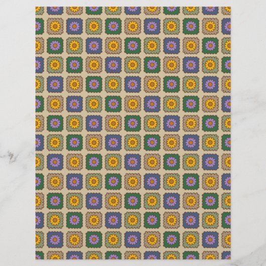 Daisy Granny Squares Scrapbook Paper (正面)