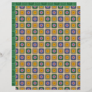 Daisy Granny Squares Scrapbook Paper