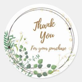 Daisy Greenery 'Thank You' Round Sticker ラウンドシール