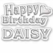Daisy Happy Birthday silver Aufkleber Sticker シール (正面)