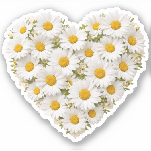 Daisy Heart April Birth Flower シール (正面)