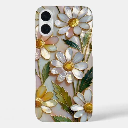 Daisy iPhone Case Stained Glass Warm Floral Design Case-Mate iPhoneケース (裏面)
