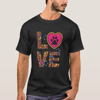 Daisy LOVE Letters Animal Paw Prints Tシャツ