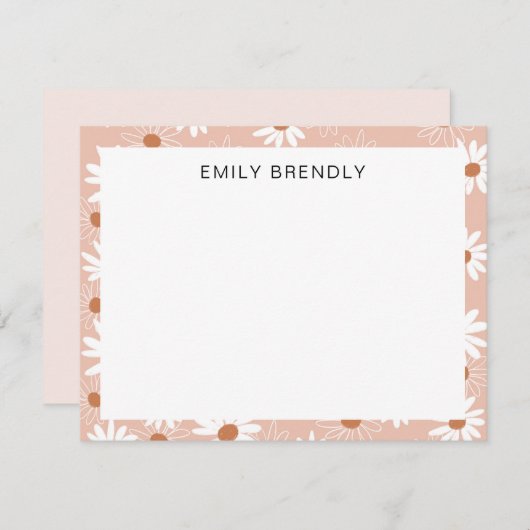 Daisy Modern Hand Drawn Pattern Flat Note Card ノートカード (正面/裏面)
