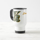 Daisy Monogram Initial K Personalized トラベルマグ (正面左)