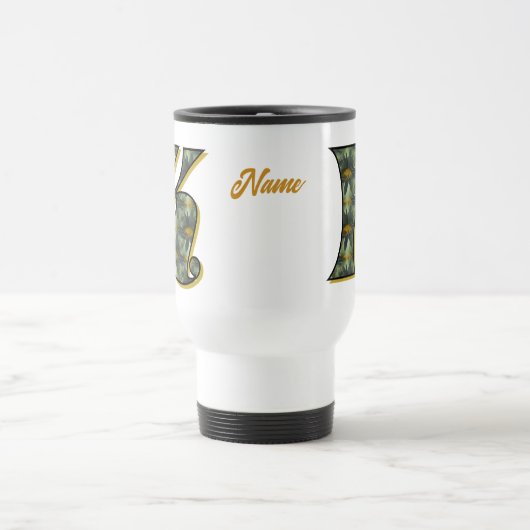 Daisy Monogram Initial K Personalized トラベルマグ (中央)