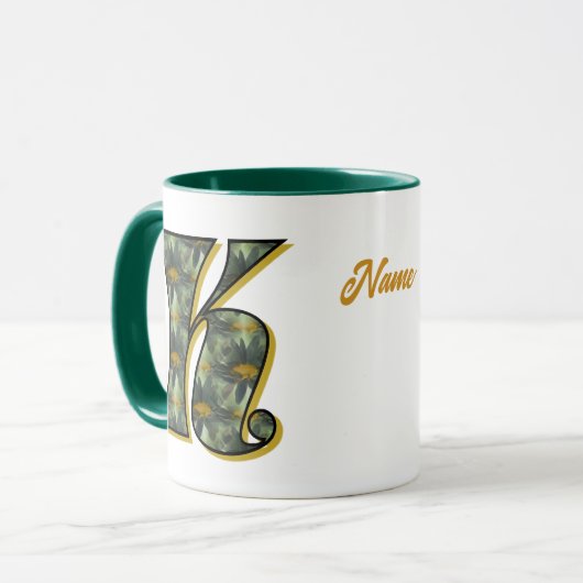Daisy Monogram Initial K Personalized マグカップ (正面左)