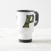 Daisy Monogram Initial P Personalized トラベルマグ (正面右)