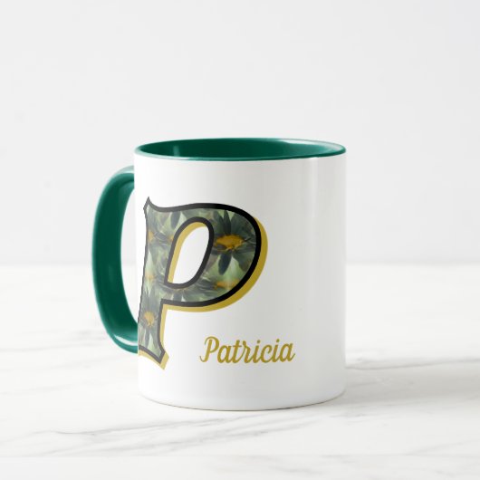 Daisy Monogram Initial P Personalized マグカップ (正面左)