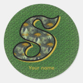 Daisy Monogram Initial S Personalized ラウンドシール (正面)