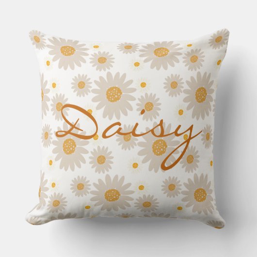 Daisy name reveal custom retro daisy boho flower クッション (正面)
