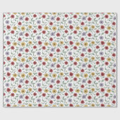 Daisy Pattern Doodle Pen and Ink Style ラッピングペーパー (フラット)