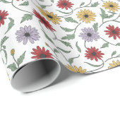 Daisy Pattern Doodle Pen and Ink Style ラッピングペーパー (ロールコーナー)