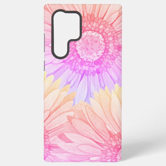 Daisy pattern in pink, yellow and lilac xl samsung galaxyケース (裏面)