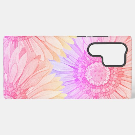 Daisy pattern in pink, yellow and lilac xl samsung galaxyケース (裏面横)
