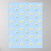 Daisy Pattern on light blue background ポスター (正面)