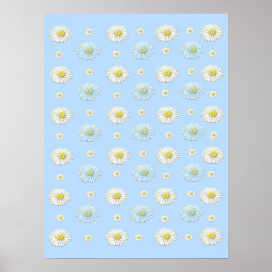 Daisy Pattern on light blue background ポスター (正面)