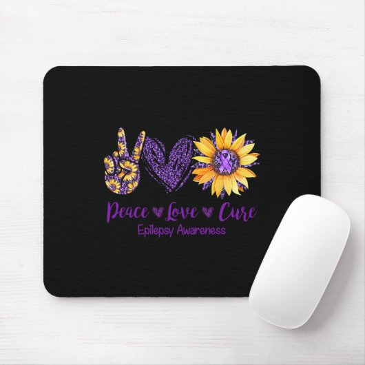 Daisy Peace Love Cure Epilepsy Awareness Purple Ri マウスパッド (マウス)