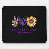 Daisy Peace Love Cure Epilepsy Awareness Purple Ri マウスパッド (正面)