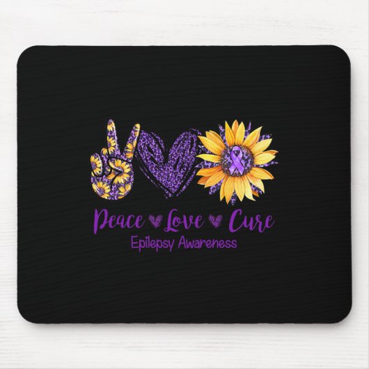Daisy Peace Love Cure Epilepsy Awareness Purple Ri マウスパッド (正面)