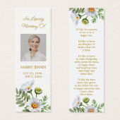 Daisy Photo Funeral Memorial Bookmark (正面&裏面)