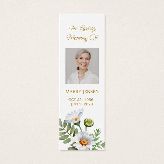 Daisy Photo Funeral Memorial Bookmark (正面)
