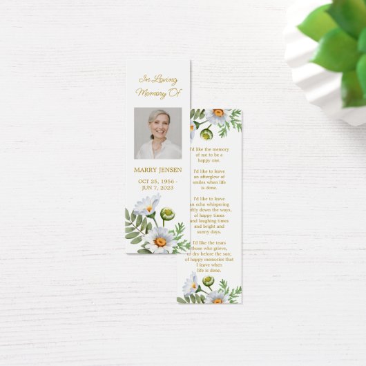 Daisy Photo Funeral Memorial Bookmark (デスク)
