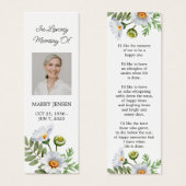 Daisy Photo Funeral Memorial Bookmark (正面&裏面)