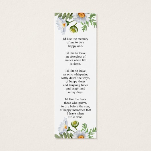 Daisy Photo Funeral Memorial Bookmark (裏面)