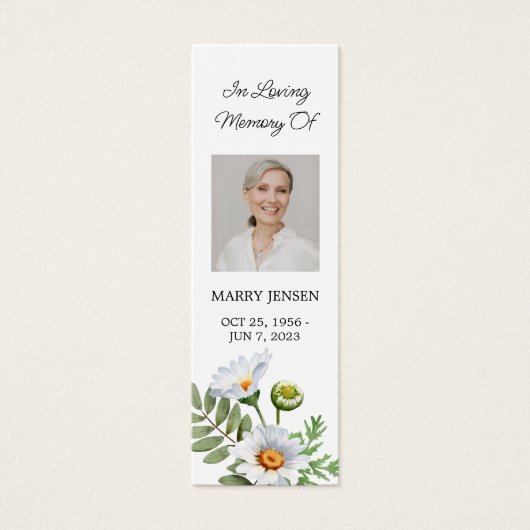 Daisy Photo Funeral Memorial Bookmark (正面)