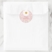Daisy Pink Any Age Birthday  ラウンドシール (バッグ)