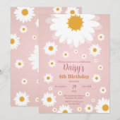 Daisy Pink Any Age Birthday Invitation 招待状 (正面/裏面)