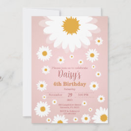 Daisy Pink Any Age Birthday Invitation 招待状