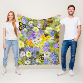 Daisy ,Primrose, Daffodil Flowers フリースブランケット