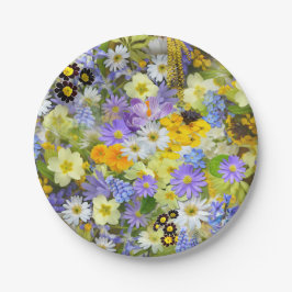 Daisy ,Primrose, Daffodil Flowers ペーパープレート