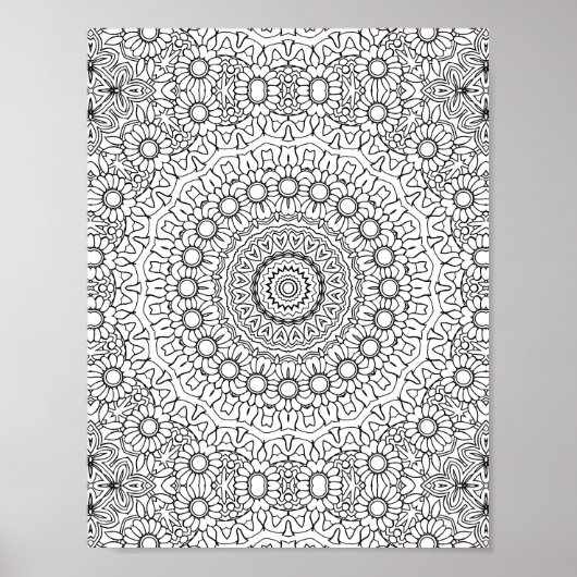 Daisy Ring Mandala Coloring Page Detailed Artwork ポスター (正面)