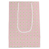 Daisy Rows on Pink Gingham ミディアムペーパーバッグ (裏面)