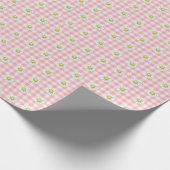 Daisy Rows on Pink Gingham ラッピングペーパー (角)