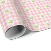 Daisy Rows on Pink Gingham ラッピングペーパー (ロールコーナー)