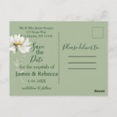 Daisy Sage & Botanical Wedding Save the Date ポストカード (裏面)