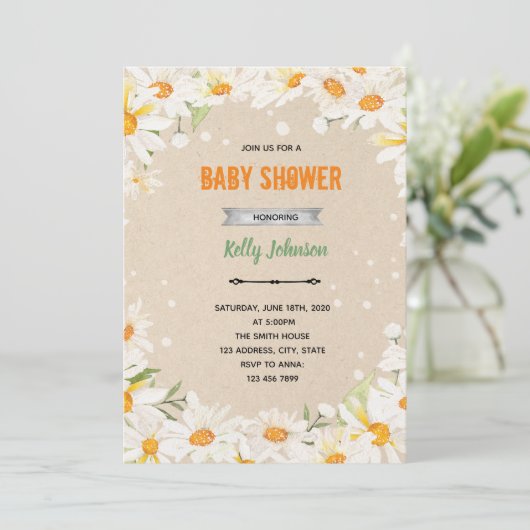 Daisy Shower Birthday Party Invitation 招待状 (スタンド正面)
