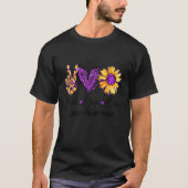 Daisy Sunflower Peace Love Cure Purple Lupus Aware Tシャツ (正面)