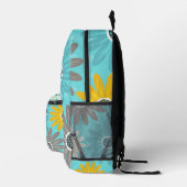 Daisy Teal Flower Pattern Backpack プリントバックパック (右)